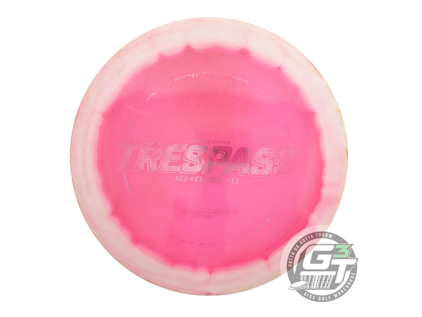 USED Dynamic Discs Lucid Ice Orbit Trespass 175g Pink Distance Driver Golf Disc