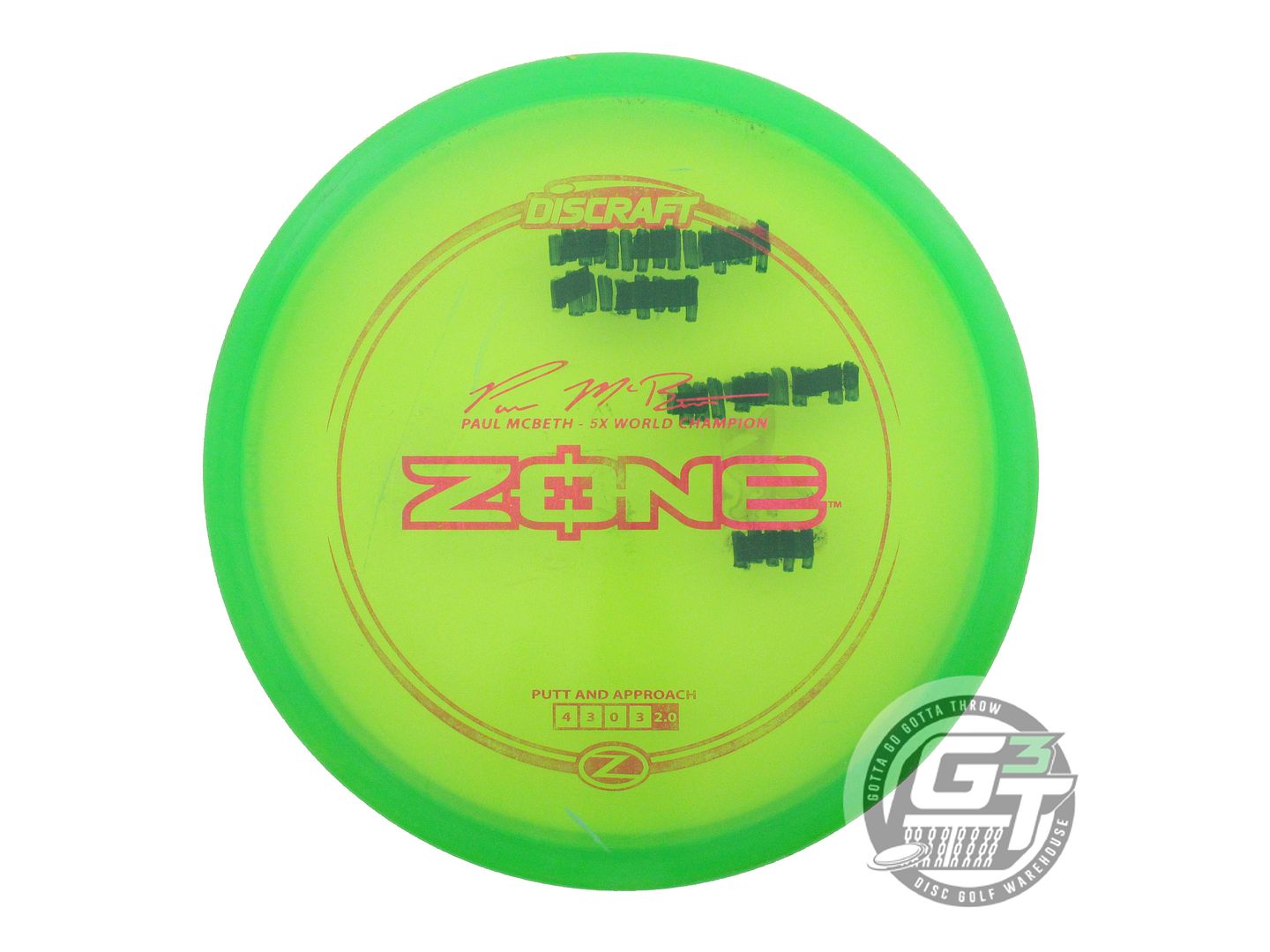 USED Discraft [McBETH] Z Zone 175g Green Pink Foil Putter Golf Disc