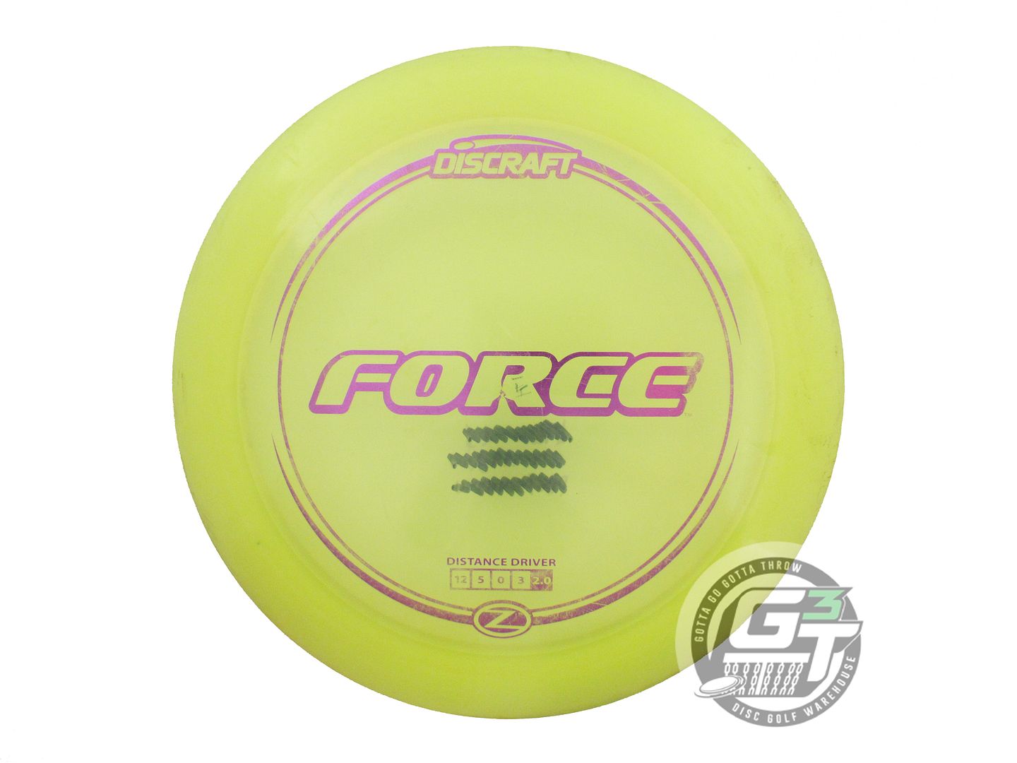 USED Discraft Z Force 176g Yellow Purple Foil Distance Driver Golf Disc