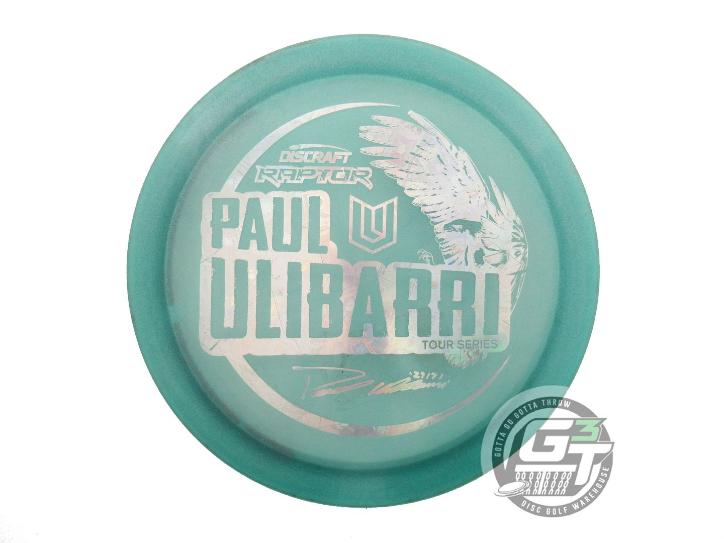 USED Discraft [ULIBARRI] Metallic Z Raptor 176g Teal Money Foil Driver Golf Disc