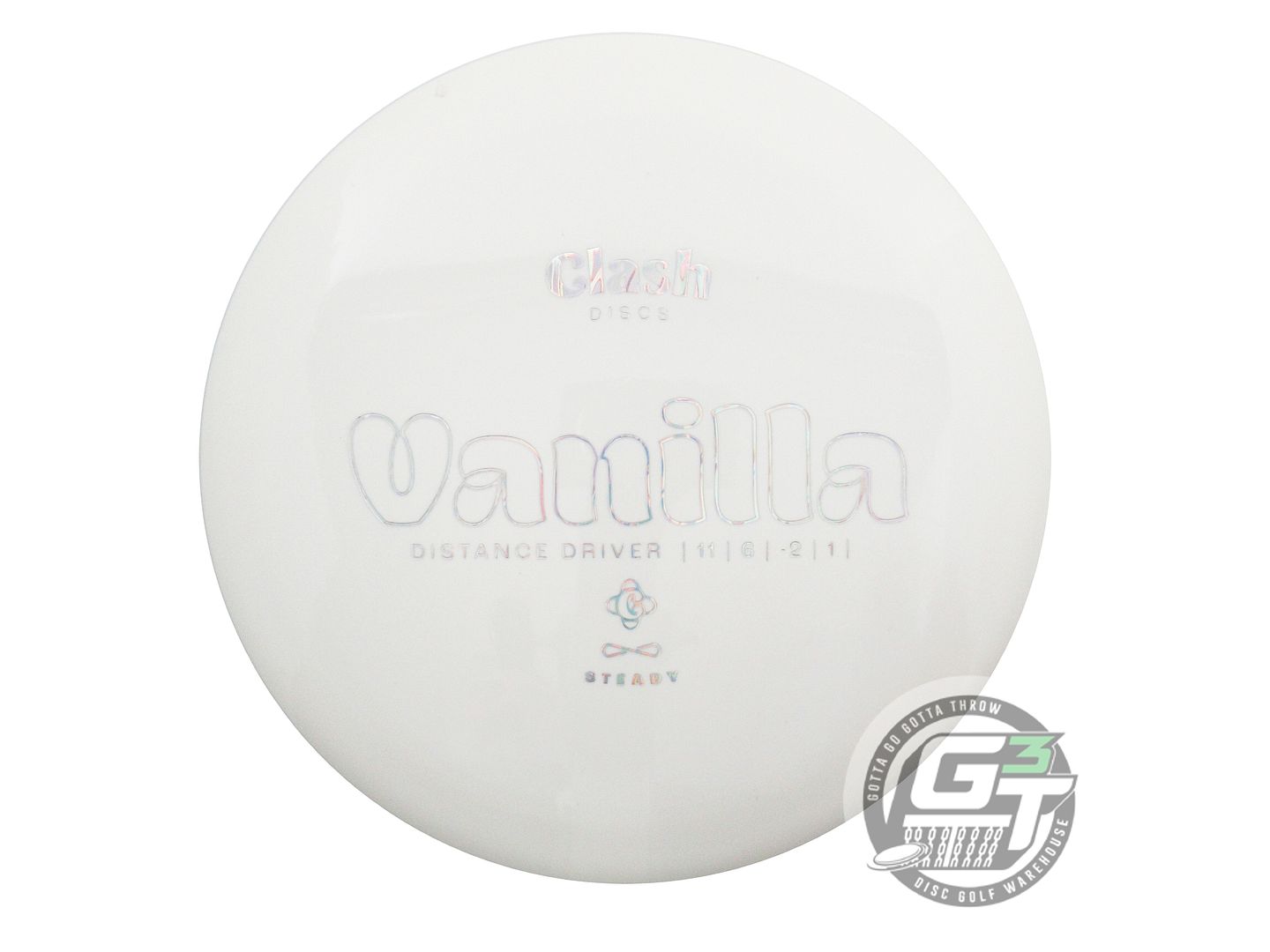 USED Clash Discs Steady Vanilla 173g White Silver Holo Foil Distance Driver Disc