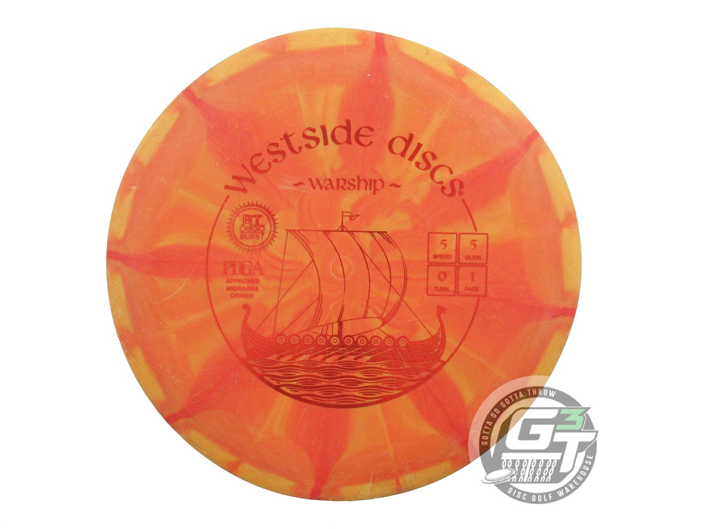 USED Westside Discs Origio Burst Warship 177g Orange-Red Red Foil Midrange Disc
