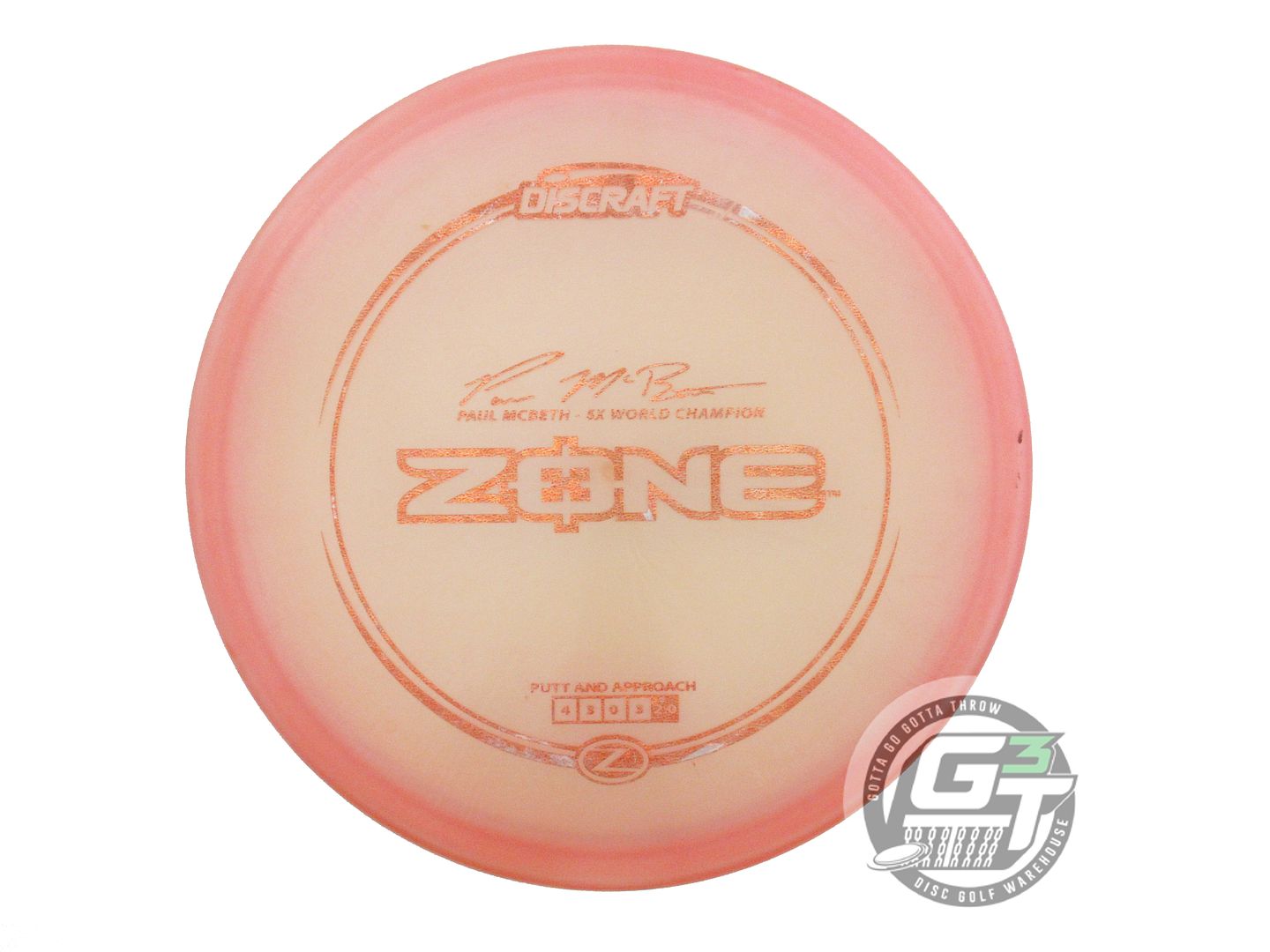 USED Discraft Z Zone 175g Pink Copper Shatter Foil Putter Golf Disc