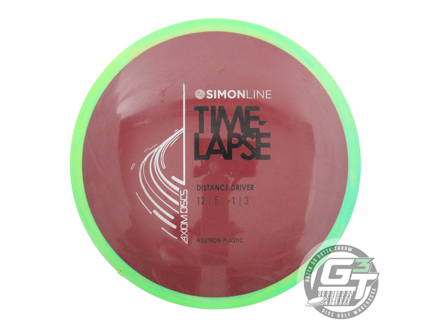 USED Axiom Discs [LIZOTTE] Neutron Time Lapse 174g Maroon Lime Rim Driver Disc