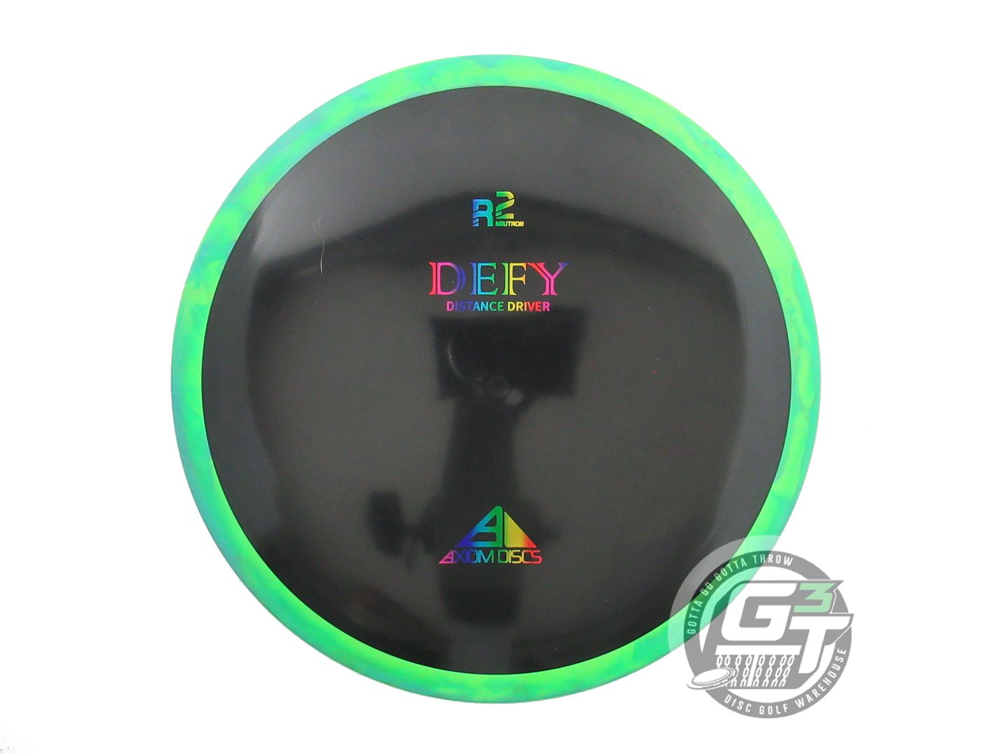 USED Axiom Discs R2 Neutron Defy 168g Black Lime Rim Distance Driver Disc