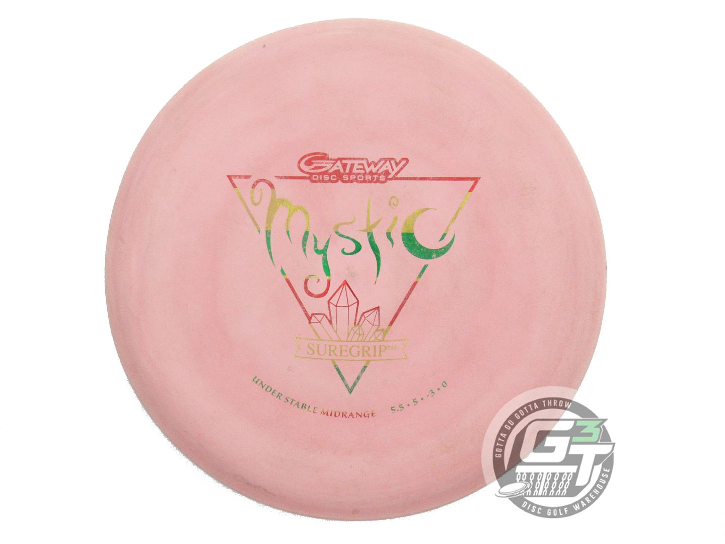 USED Gateway SureGrip Mystic 181g Lt. Pink Rasta Foil Midrange Golf Disc