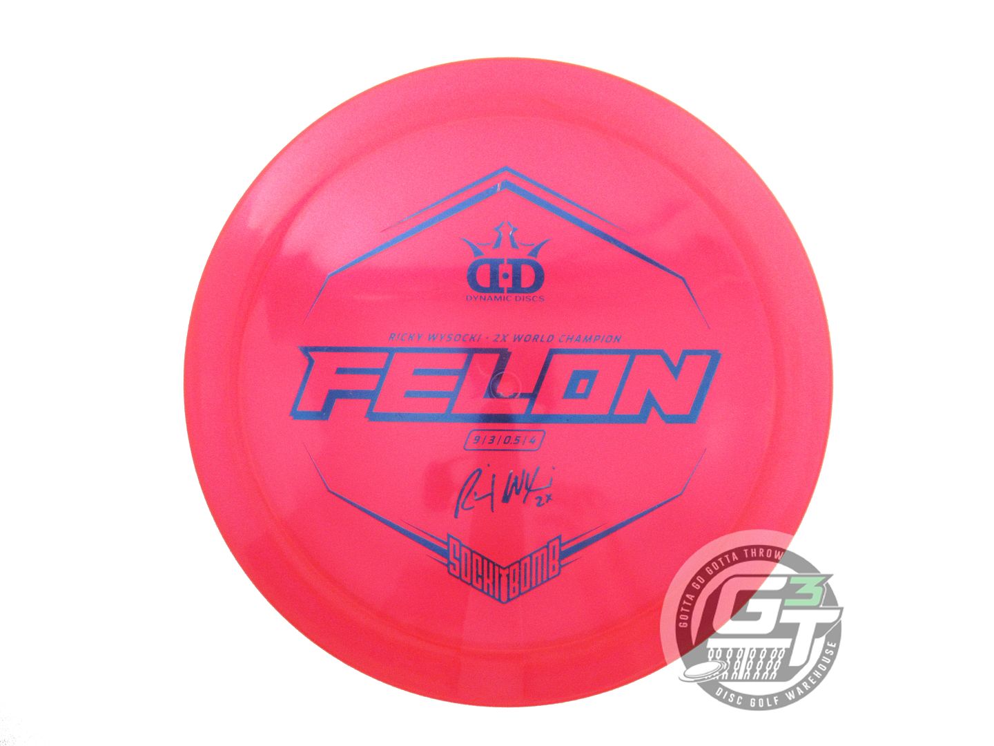 USED Dynamic Discs [WYSOCKI] Glimmer Lucid Ice Felon 173g Red Driver Golf Disc