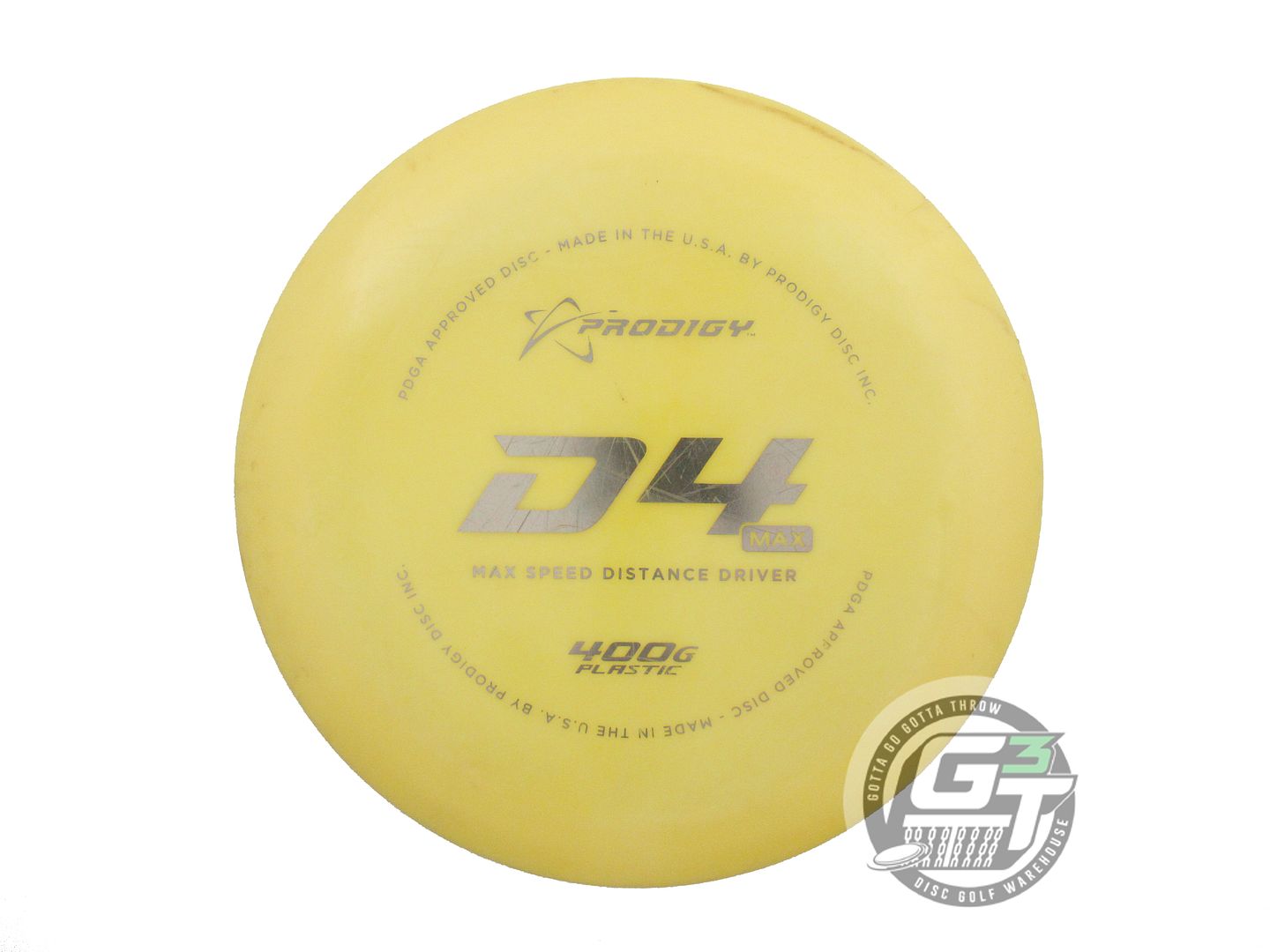 USED Prodigy Discs 400G D4 Max 173g Yellow Silver Foil Distance Driver Golf Disc