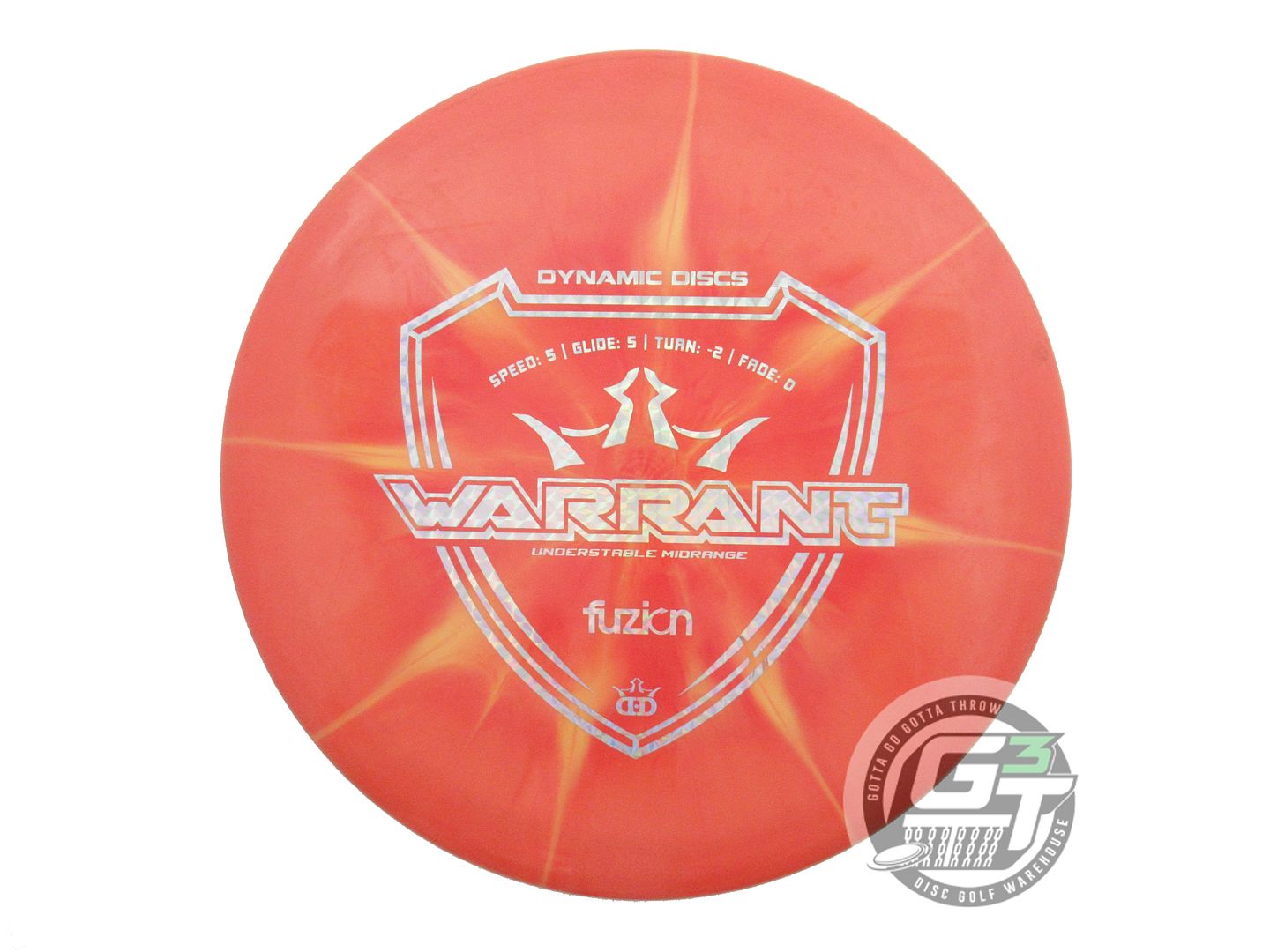 USED Dynamic Discs Fuzion Burst Warrant 180g Orange Prism Foil Midrange Disc