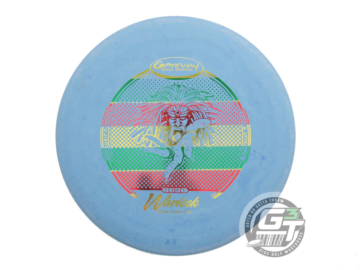 NOS Gateway SureGrip SSS Warlock 175g Blue Rasta Foil Putter Golf Disc
