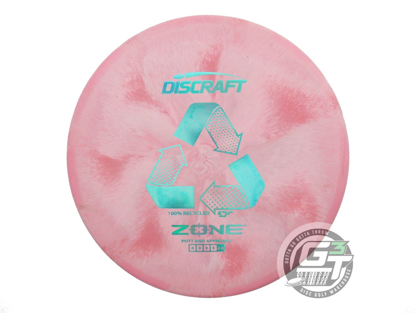 USED Discraft Recycled ESP Zone 169g Pink Teal Holo Foil Putter Golf Disc
