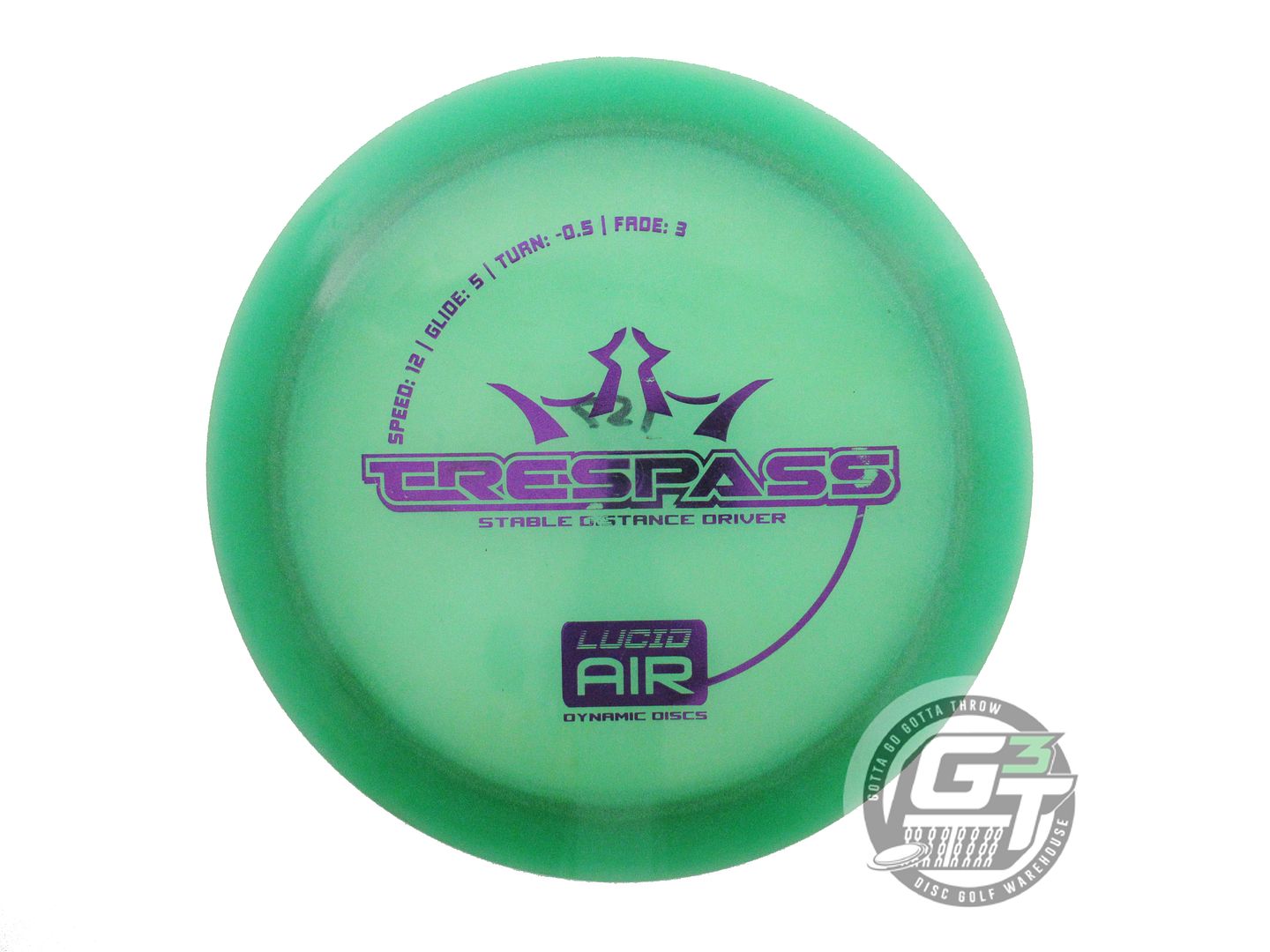 USED Dynamic Discs Lucid AIR Trespass 157g Green Purple Foil Driver Golf Disc