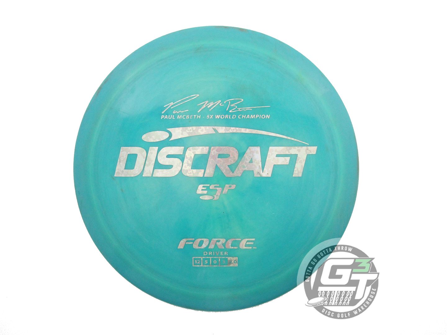 USED Discraft [McBETH] ESP Force 173g Teal-Peach Heart Foil Distance Driver Disc