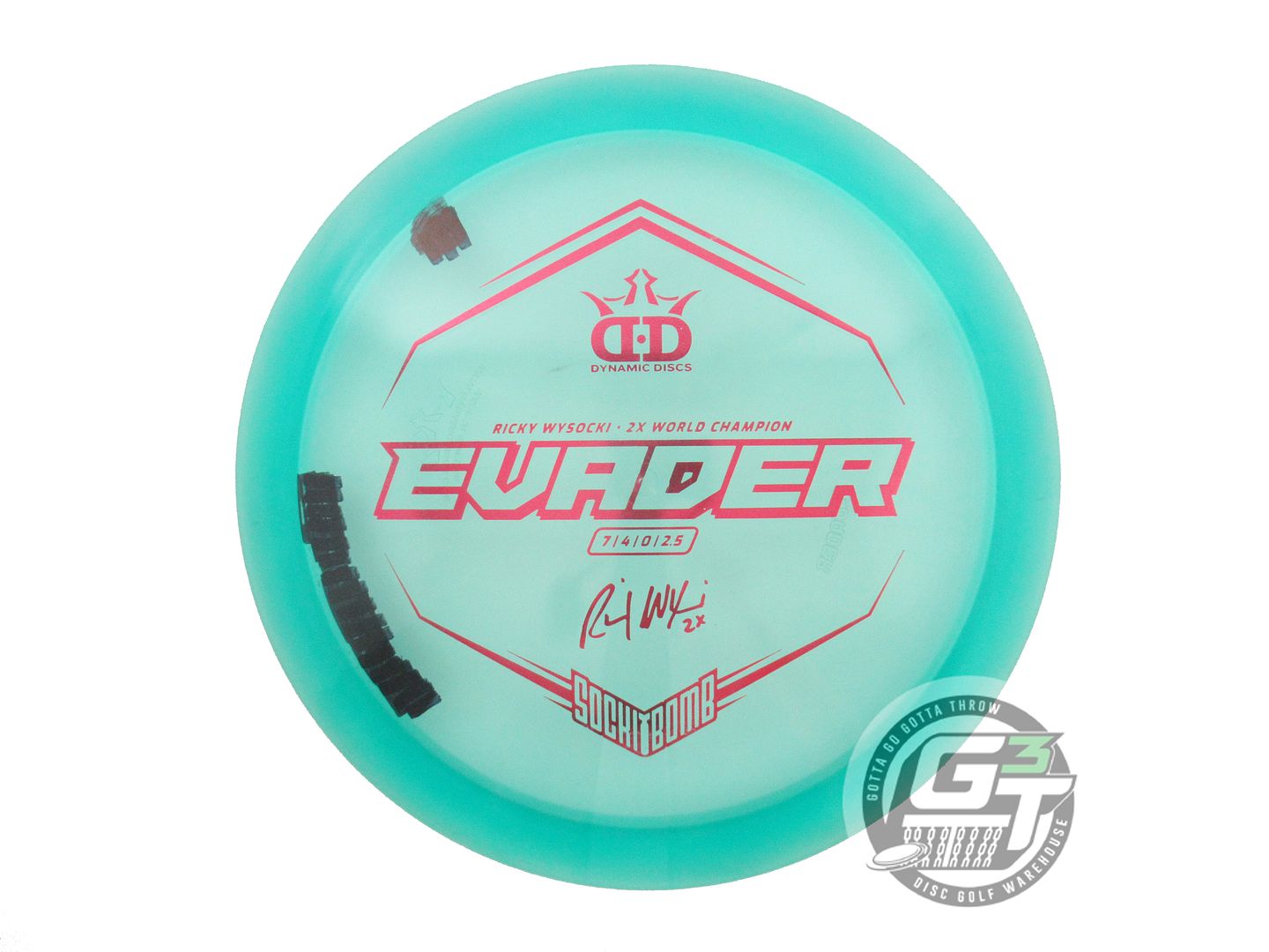 USED Dynamic Discs [WYSOCKI] Lucid Evader 173g Seafoam Red Foil Driver Golf Disc