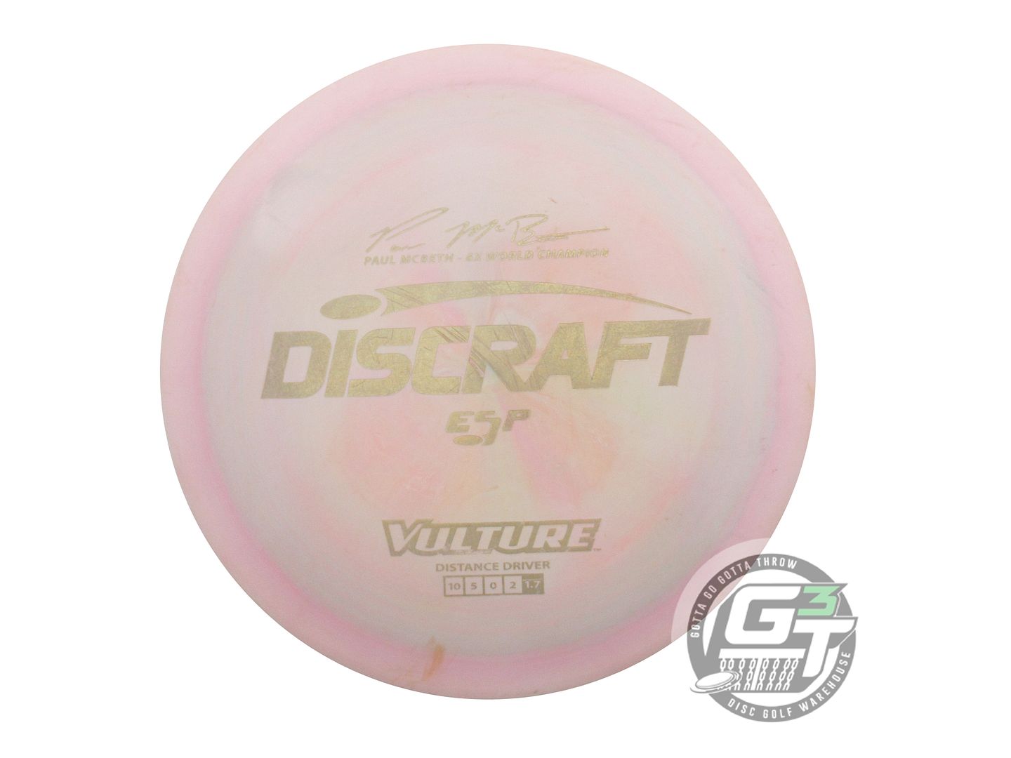 USED Discraft [McBETH] ESP Vulture 176g Pink-Tan Gold Glitter Driver Golf Disc