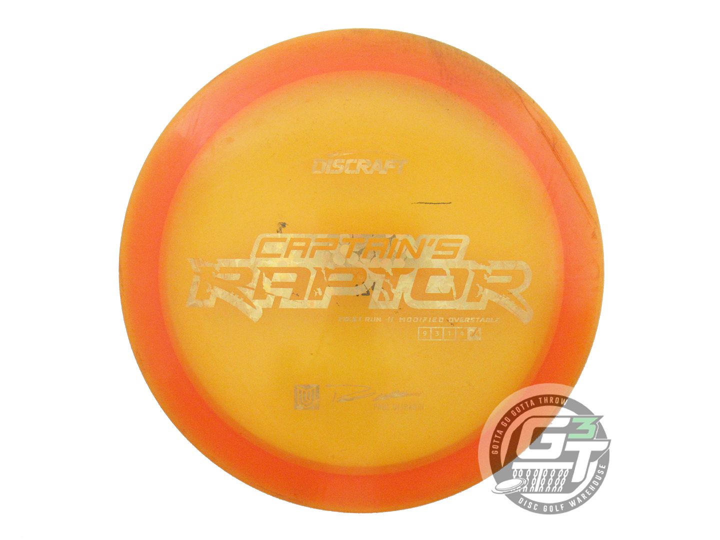 USED Discraft [ULIBARRI] Z Captain's Raptor 175g Orange Driver Golf Disc