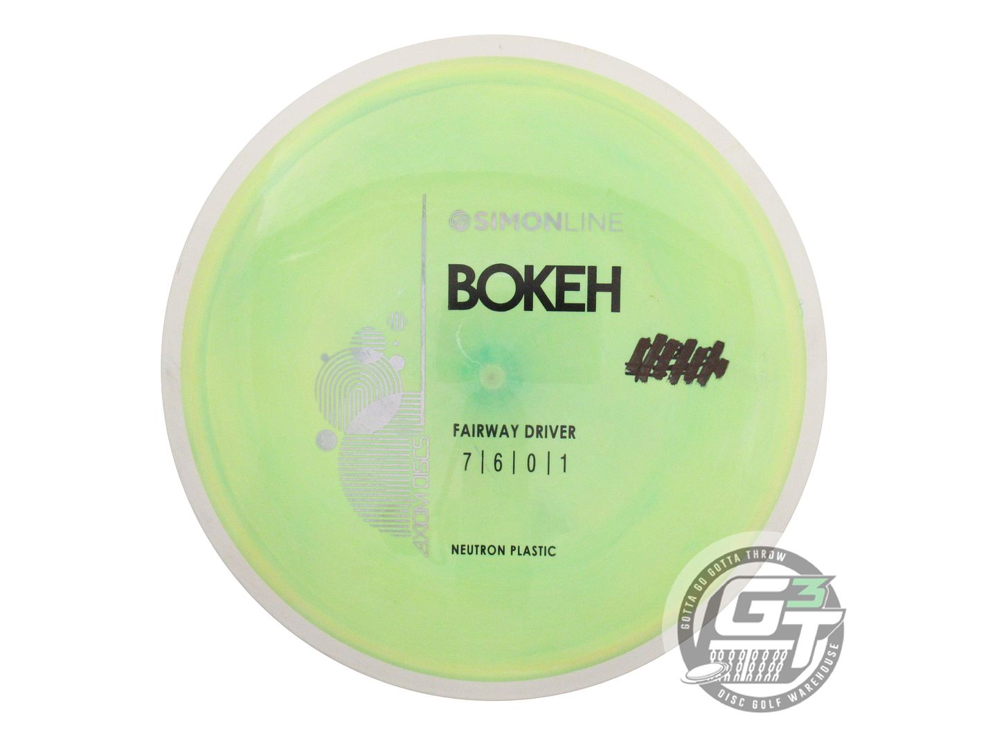 USED Axiom Discs [LIZOTTE] Neutron Bokeh 174g Lime White RIM GOUGE Driver Disc