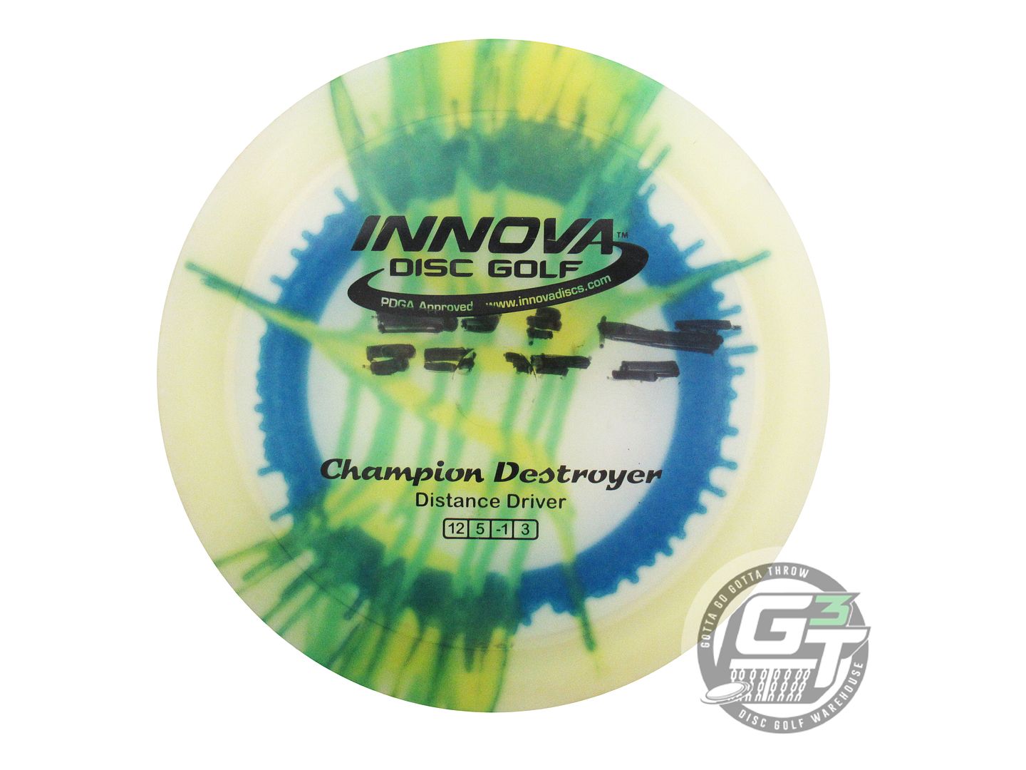 USED Innova I-DYE Champion Destroyer 177g Blue Burst Distance Driver Golf Disc
