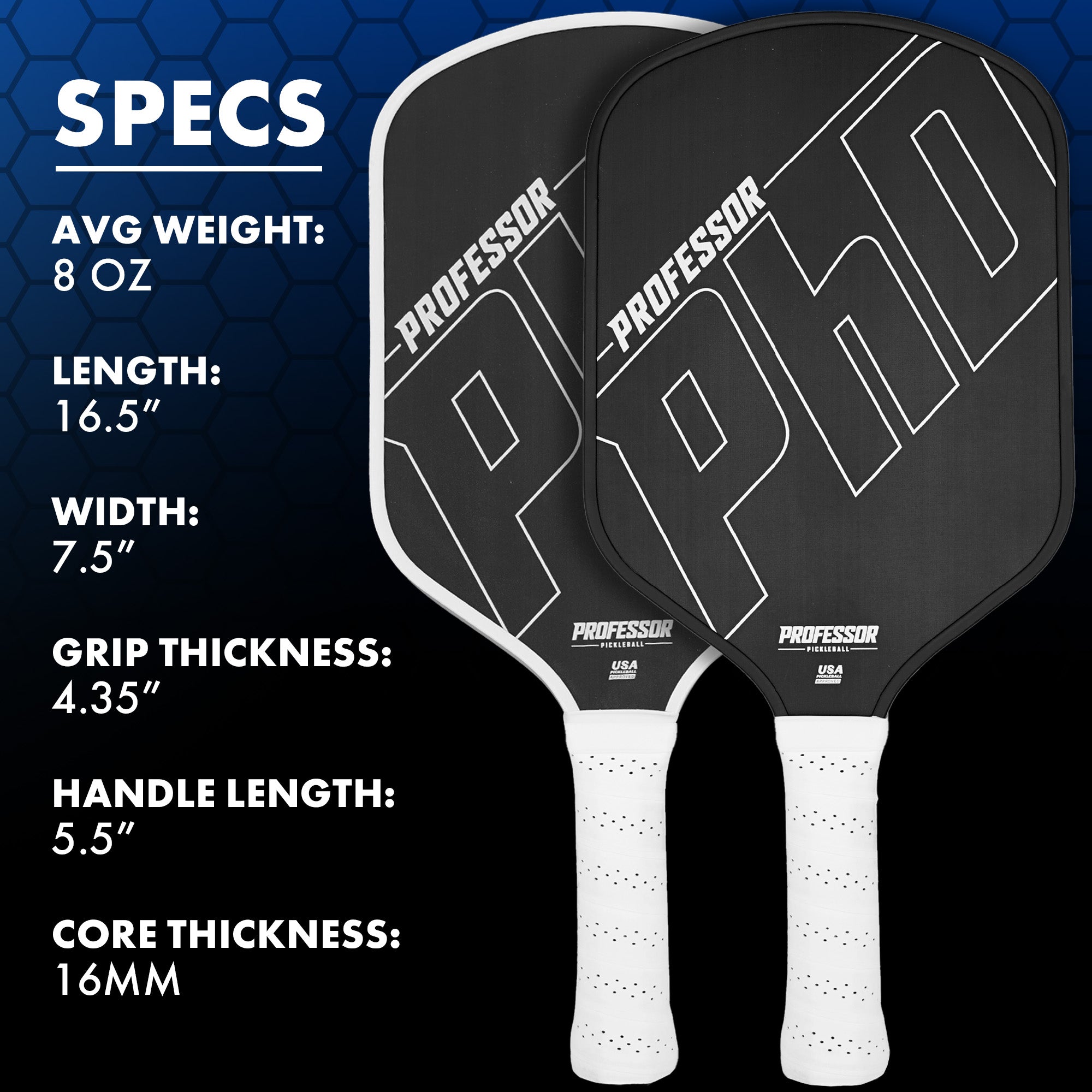 White PhD 16MM Raw Carbon Super Spin Paddle
