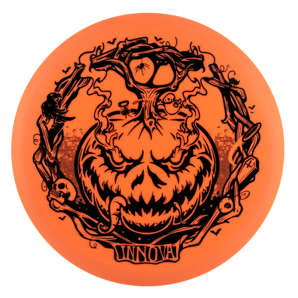 Innova Limited Edition 2022 Halloween Pumpkin Stamp Color Glow DX Roc Midrange Golf Disc