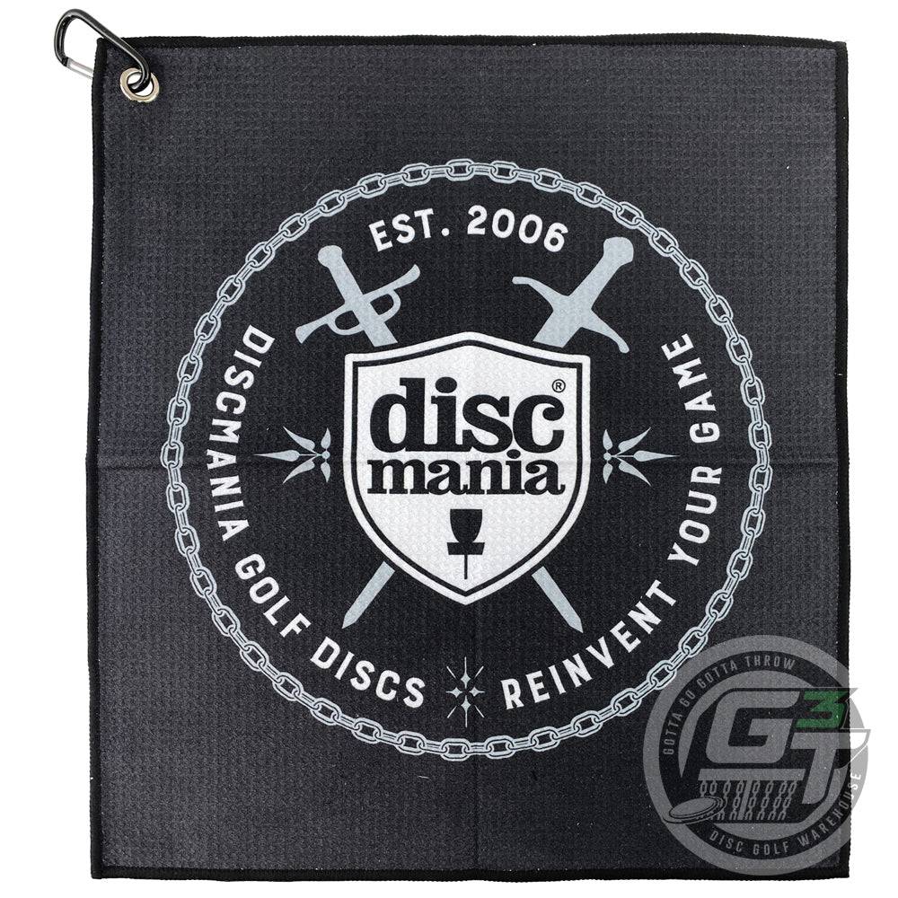 Discmania Accessory Black [Print Color Will Vary] Discmania Shield & Swords Logo Waffle Disc Golf Towel w/ Carabiner [Print Color Will Vary]