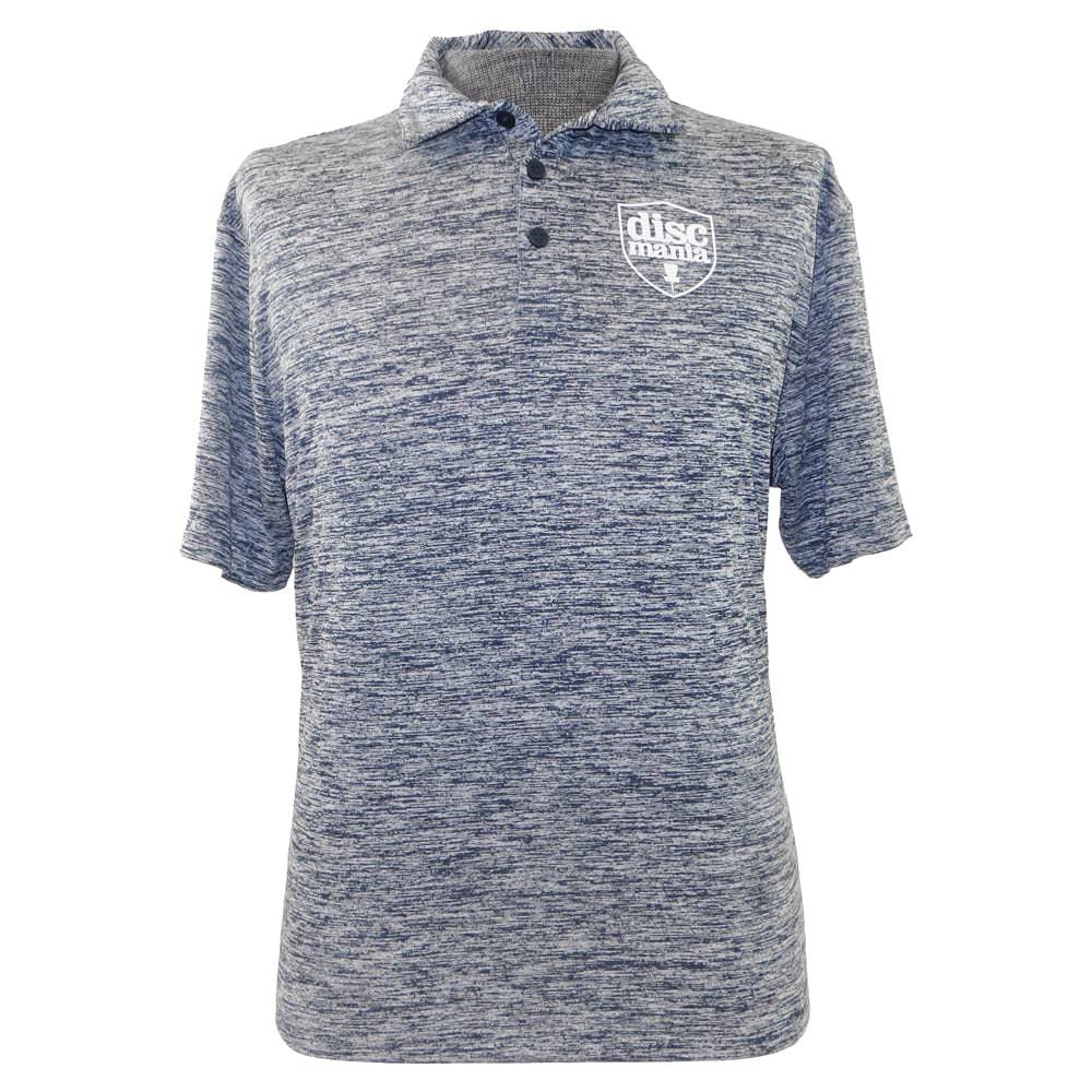 Discmania Apparel M / Heather Navy Blue Discmania Shield Logo Short Sleeve Performance Disc Golf Polo Shirt