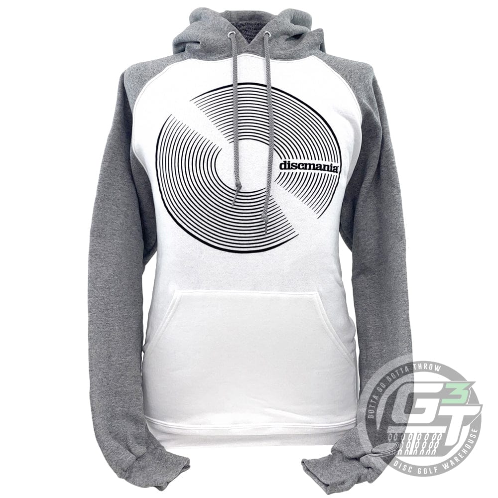 Discmania Apparel M / White / Gray Discmania Vinyl Logo Dri-Power Raglan Performance Pullover Hoodie Disc Golf Sweatshirt