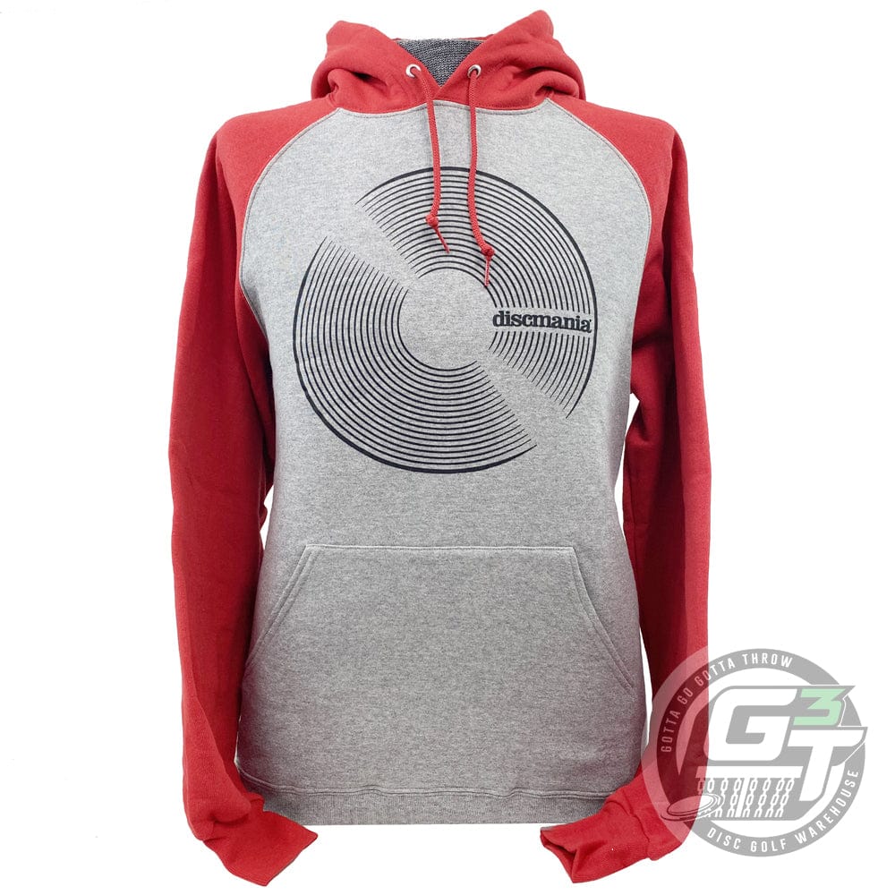 Discmania Apparel M / Gray / Red Discmania Vinyl Logo Dri-Power Raglan Performance Pullover Hoodie Disc Golf Sweatshirt