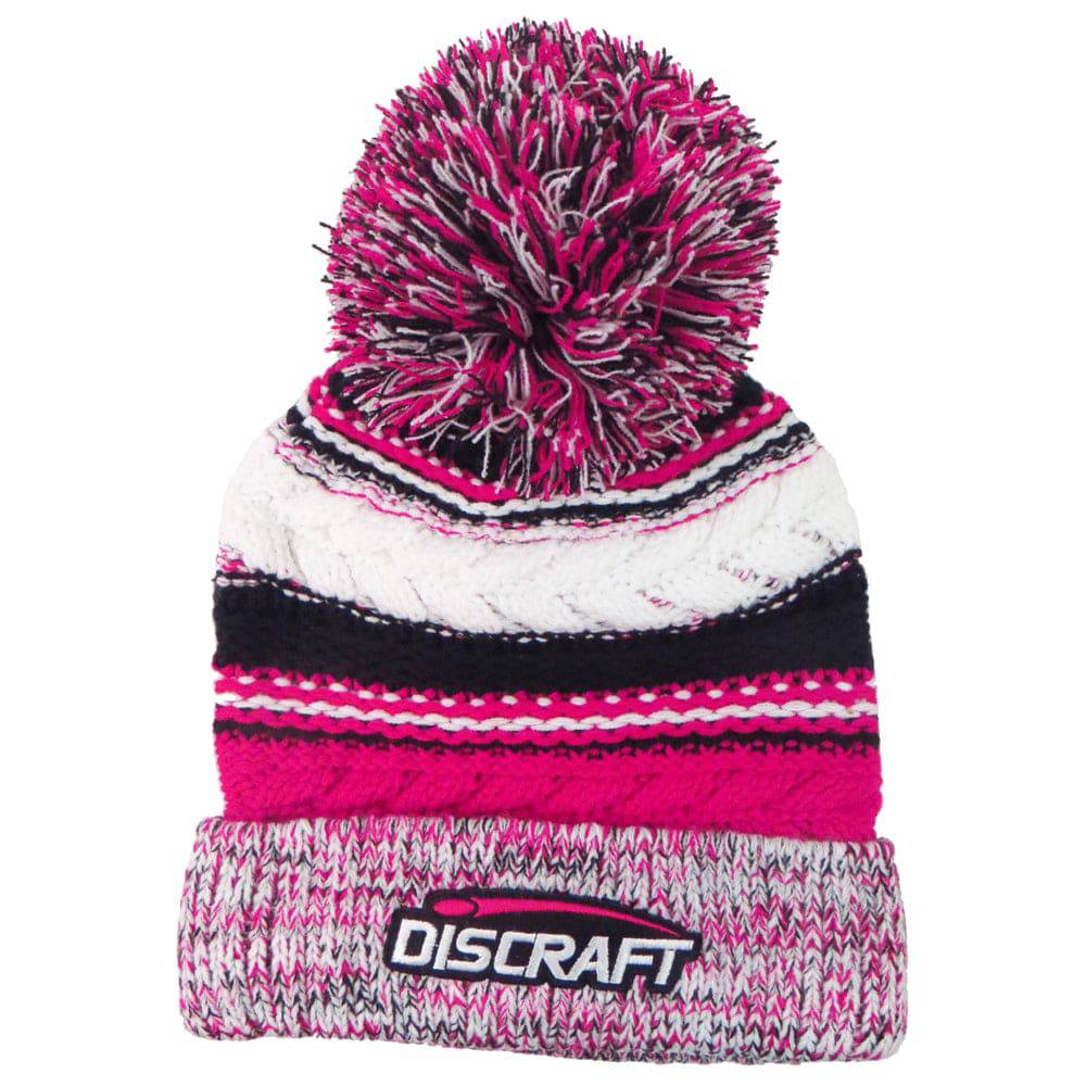 Discraft Apparel Pink Discraft Embroidered Logo Knit Pom Beanie Winter Disc Golf Hat