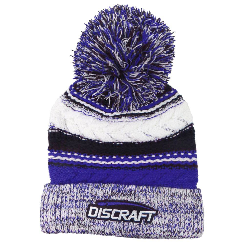 Discraft Apparel Blue Discraft Embroidered Logo Knit Pom Beanie Winter Disc Golf Hat