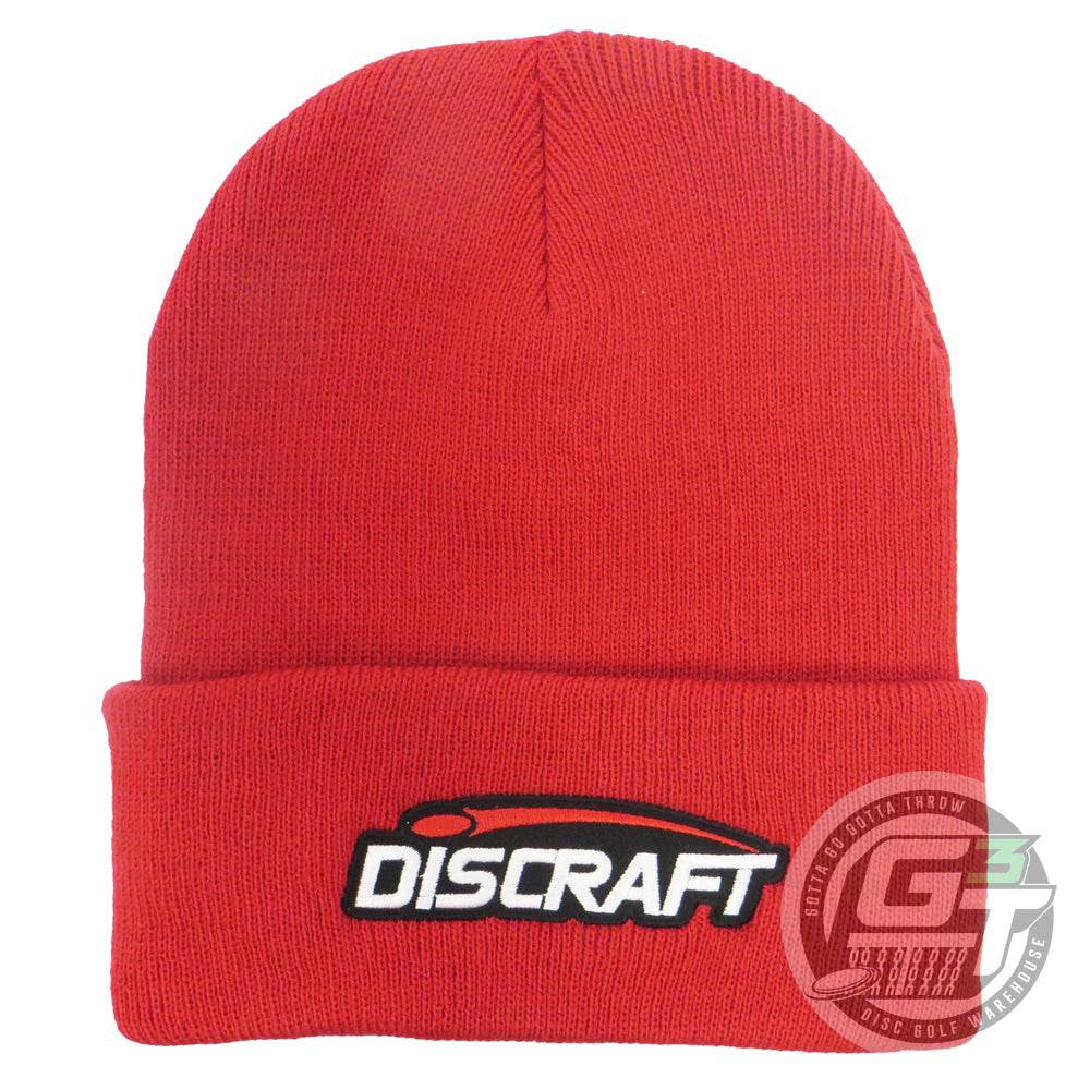 Discraft Apparel Red Discraft Logo Knit Cuffed Beanie Winter Disc Golf Hat
