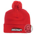 Discraft Apparel Red Discraft Logo Knit Cuffed Pom Beanie Winter Disc Golf Hat