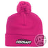 Discraft Apparel Pink Discraft Logo Knit Cuffed Pom Beanie Winter Disc Golf Hat