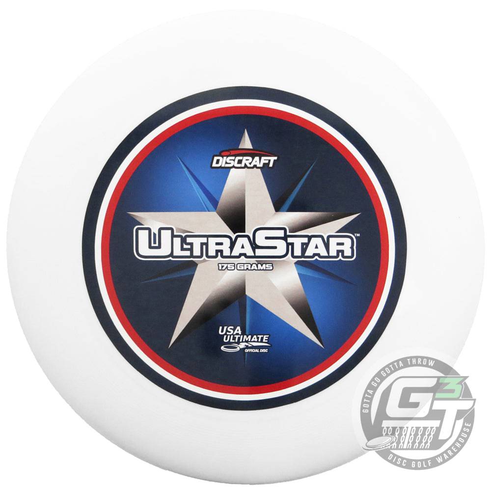 Discraft Ultimate White Discraft USA Ultimate Center Print SuperColor Ultra-Star 175g Ultimate Disc