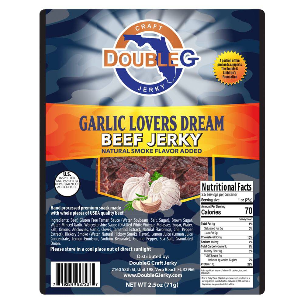 Double G Craft Jerky Accessory 2.5 ounces Double G Craft Beef Jerky - Garlic Lovers Dream
