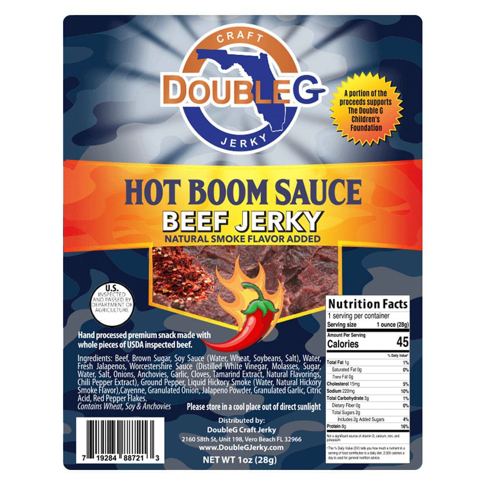 Double G Craft Jerky Accessory 1.0 ounce Double G Craft Beef Jerky - Hot Boom Sauce