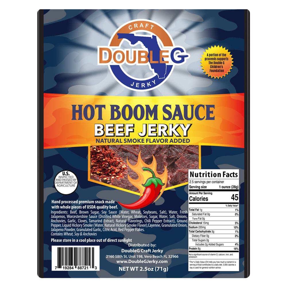 Double G Craft Jerky Accessory 2.5 ounces Double G Craft Beef Jerky - Hot Boom Sauce