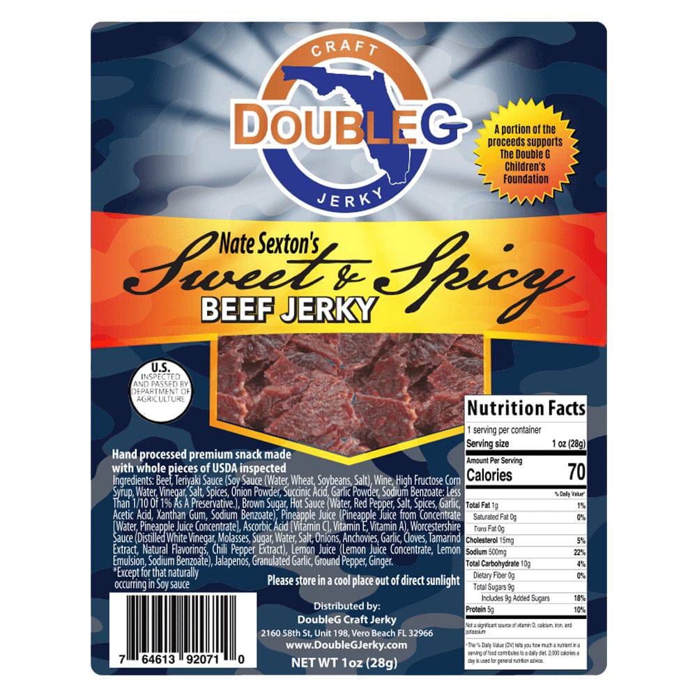 Double G Craft Jerky Accessory 1.0 ounce Double G Craft Beef Jerky - Nate Sexton's Sweet & Spicy