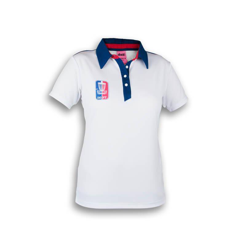 DUDE Apparel XXS / White DUDE Ladies Disc Golf Pro Tour Short Sleeve Performance Disc Golf Polo Shirt