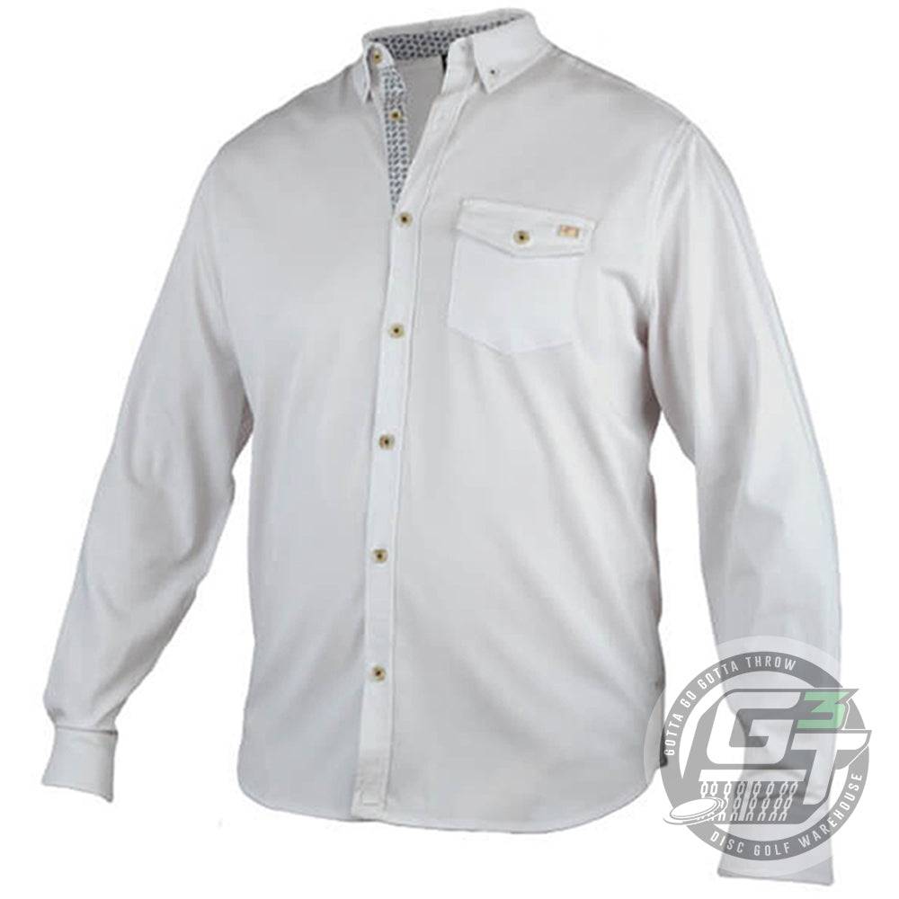 DUDE Woven Collared Long Sleeve Disc Golf Shirt - Gotta Go Gotta Throw