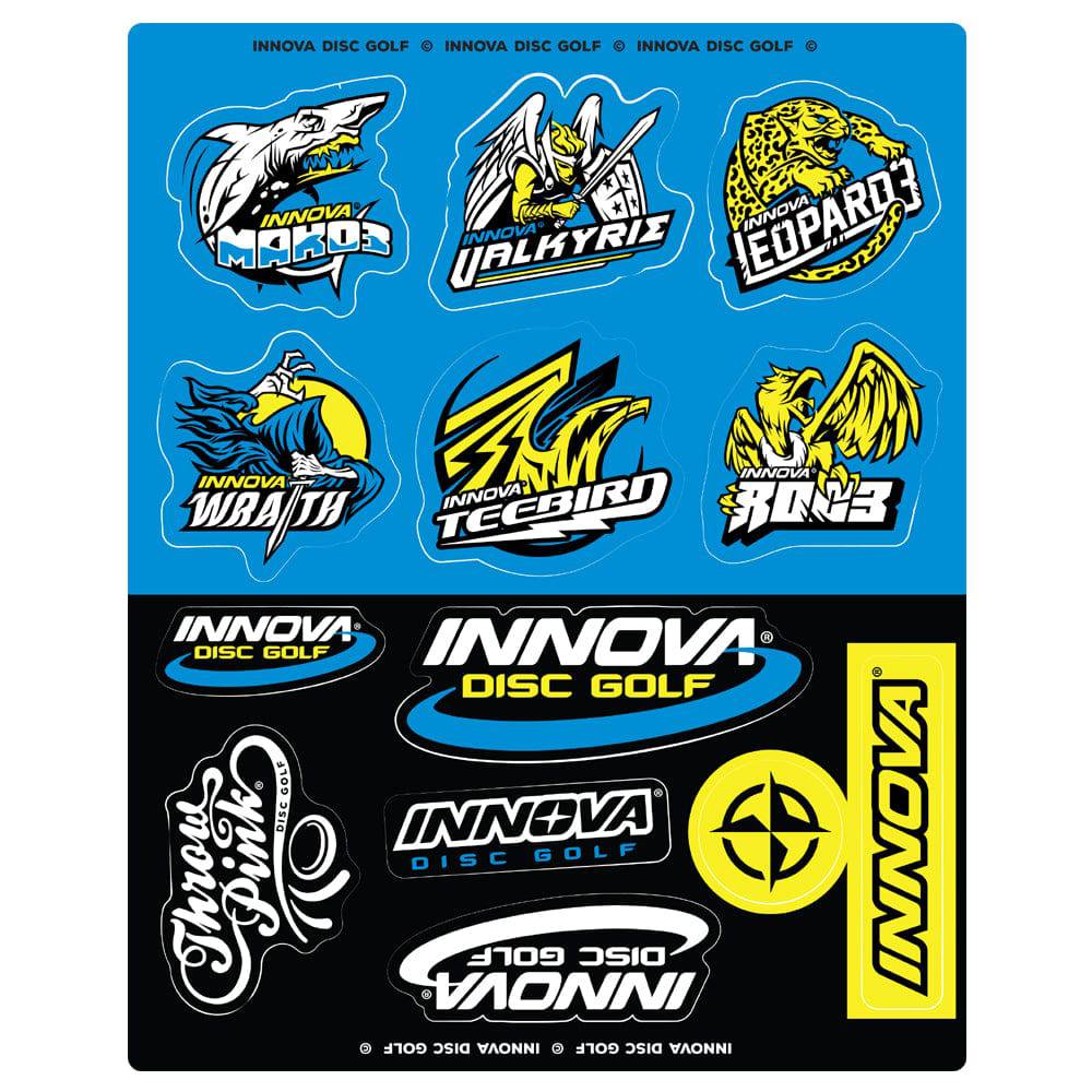 Innova Accessory Blue / Yellow / Black Innova Disc Golf Mako3 / Valkyrie / Leopard3 Sticker Sheet