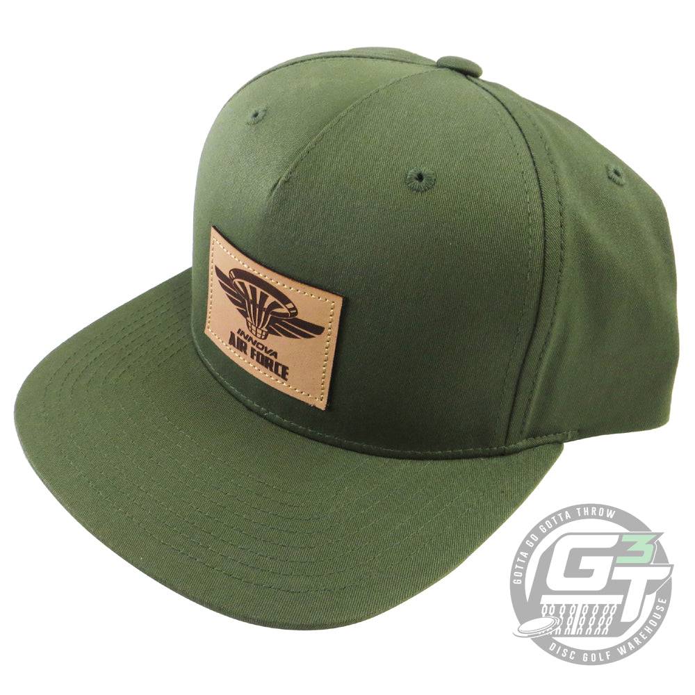 Innova Apparel Green Innova Air Force Leather Patch Adjustable Disc Golf Hat