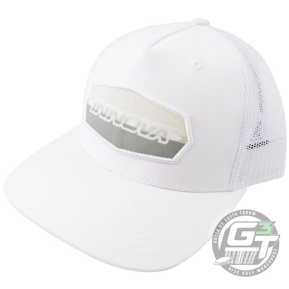 Innova Apparel White Innova Striped Bar Logo Adjustable Mesh Disc Golf Hat