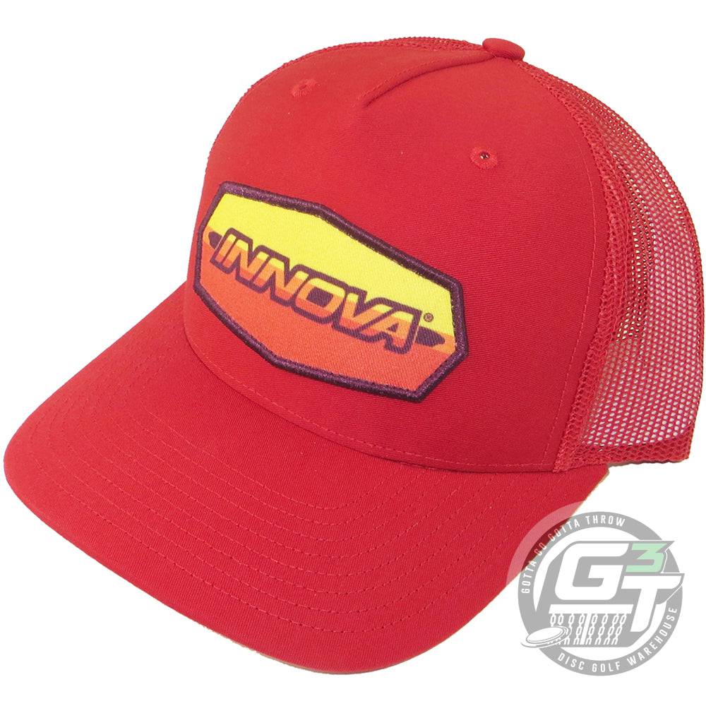 Innova Apparel Red Innova Striped Bar Logo Adjustable Mesh Disc Golf Hat