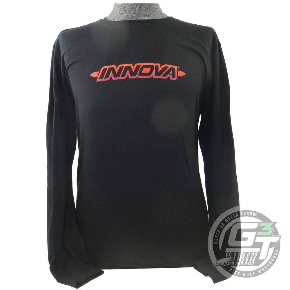 Innova Apparel S / Black Innova Striped Bar Logo Long Sleeve Disc Golf T-Shirt