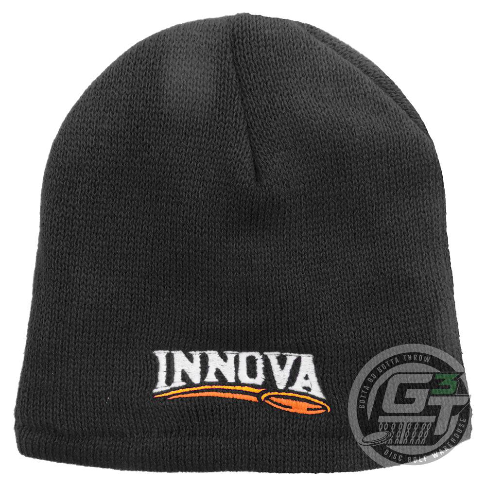 Innova Apparel Black Innova Trailhead Fleece-Lined Knit Beanie Winter Disc Golf Hat