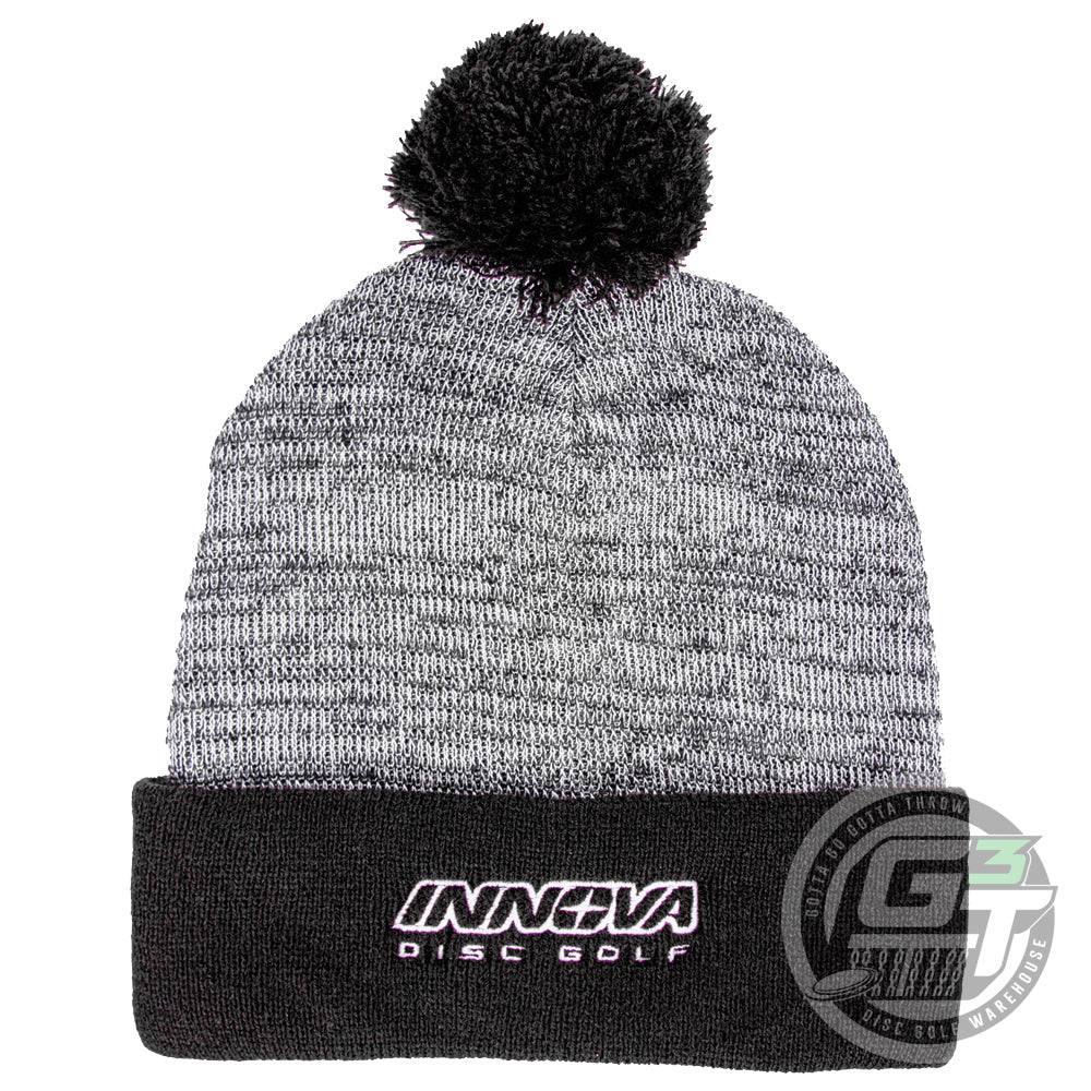 Innova Apparel Black Innova Unity Pom Knit Beanie Winter Disc Golf Hat