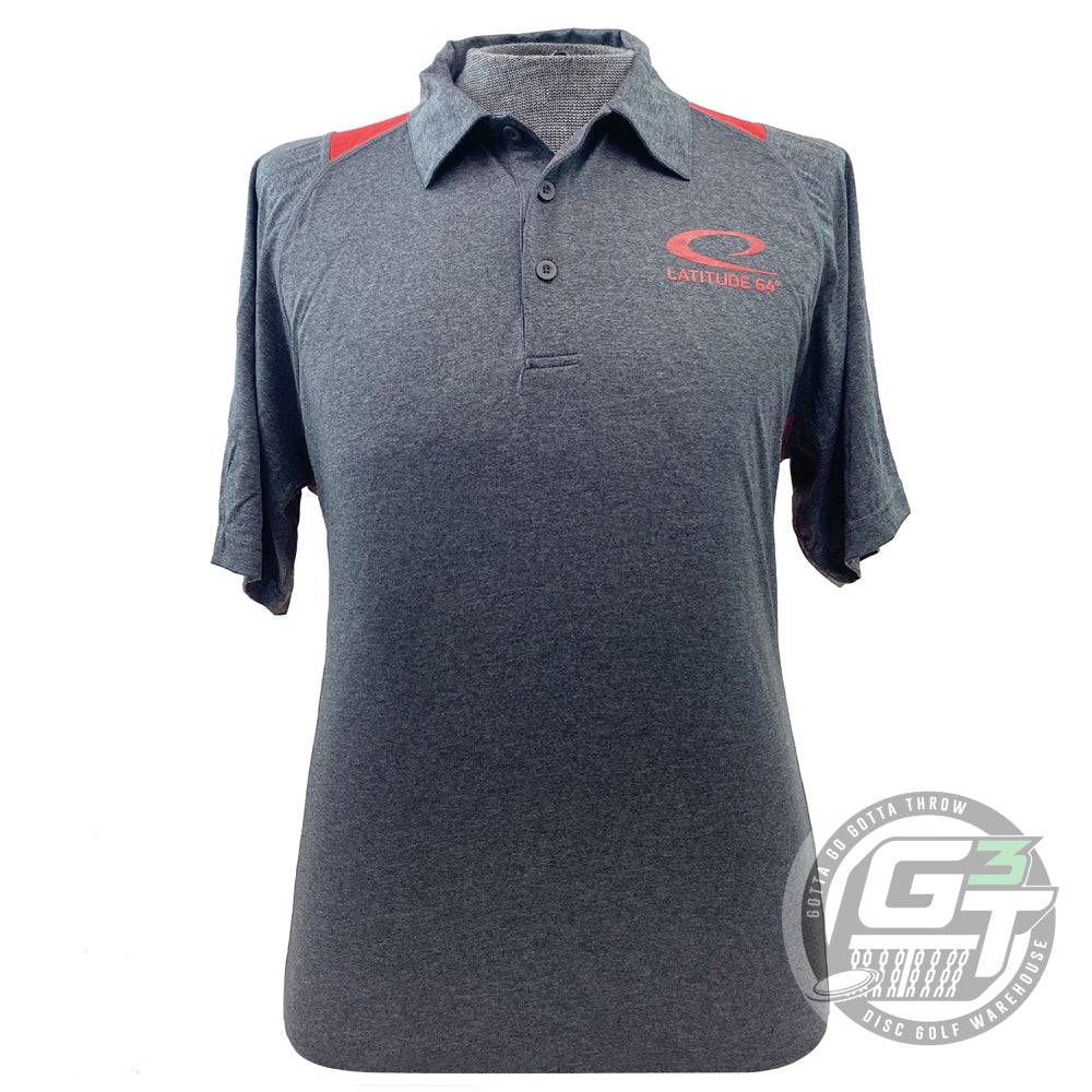 Latitude 64 Golf Discs Apparel M / Gray / Red Latitude 64 Contender Swoosh Short Sleeve Performance Disc Golf Polo Shirt