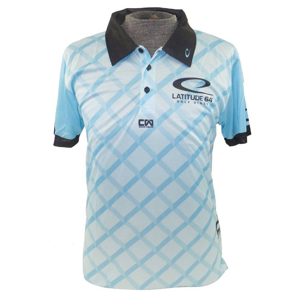 Latitude 64 Golf Discs Apparel M (These Run a Size Small) / Blue Latitude 64 Fence Sublimated Short Sleeve Performance Disc Golf Polo Shirt