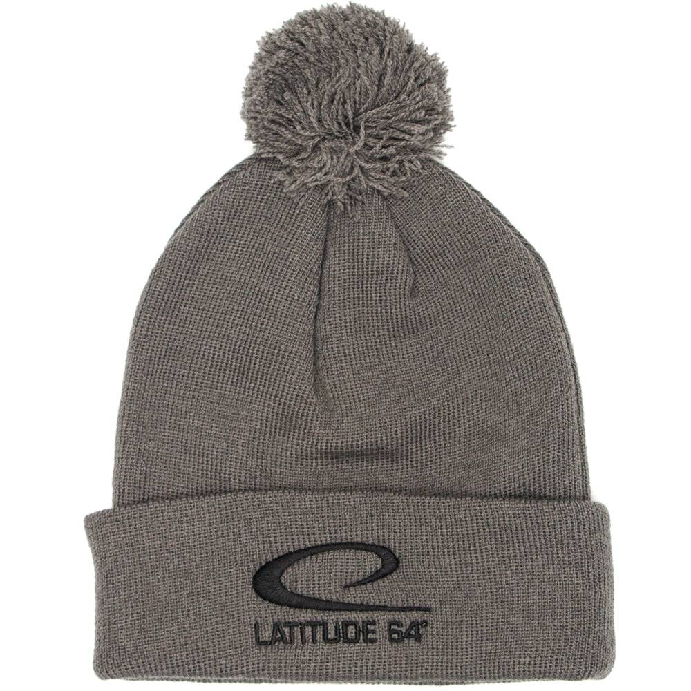 Latitude 64 Golf Discs Apparel Gray Latitude 64 Logo Knit Pom Beanie Winter Disc Golf Hat